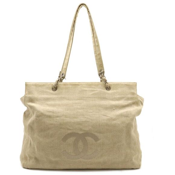 Chanel Coco Mark Tote Bag Beige Cotton - Picture 1 of 9